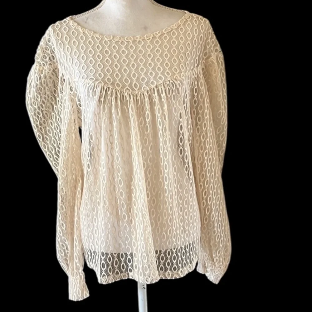 Zara ladies, sheer lace, long sleeve top very good condition Small. Oversized